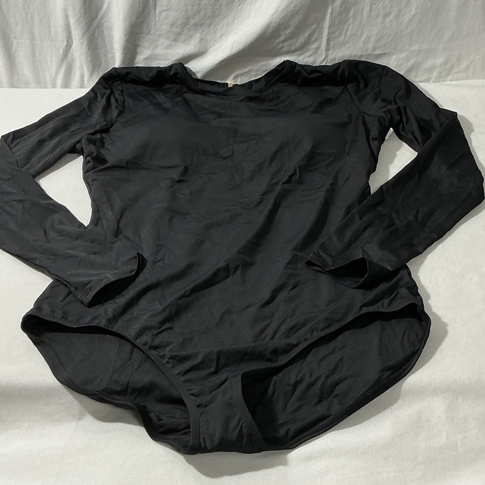 Anne Cole Black Long-Sleeve One-Piece Swimsuit